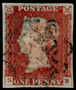 SG8, 1d red-brown PLATE 33, FINE USED. Cat £60. BLACK MX. 4 MARGINS. SB