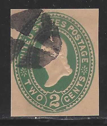 United States Scott # U312, pse cut square envelope, used