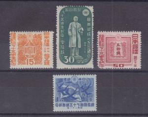 Japan Sc 375-378 MLH. 1946 Postal Anniversary, complete set, fresh & Fine.