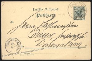 Germany 1899 East Africa BAGAMOYO DAR-ES-SALAAM DOA Cover Stationery 109989