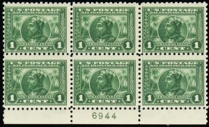 401, Mint LH 1¢ Scarce Plate Block of Six Stamps CV $400 - Stuart Katz