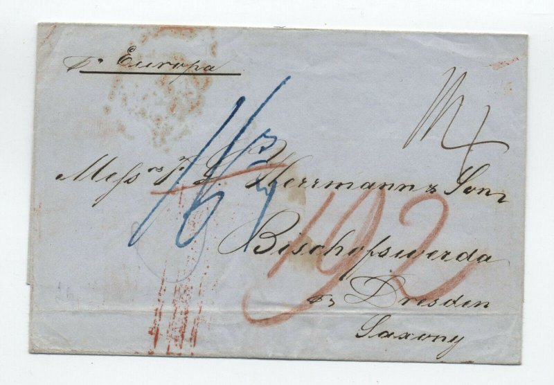 1849 New York to Saxony transatlantic stampless H.519