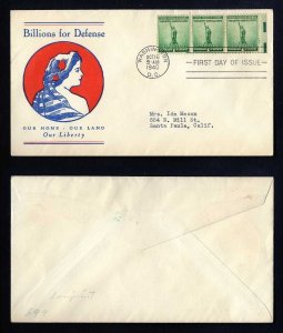 # 899 First Day Cover with Linprint cachet dated 10-16-1940