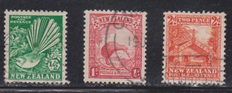 NEW ZEALAND Scott # 203-5 Used - Birds & Maori Council House