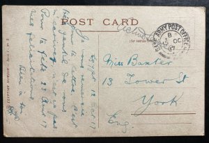 1917 Middle East Field Post Office Picture Postcard cover To York England 