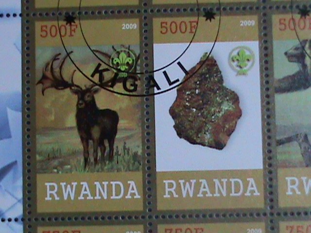 Rwanda Stamp:2009-Prehistory and Minerals CTO Stamp sheet-two complete sets
