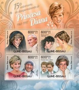 Princess Diana British Royal Family Royalty Pope Guinea-Bissau MNH stamp set