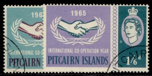 PITCAIRN ISLANDS QEII SG51-52, 1965 INTL co-op year set, FINE USED.