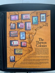 US the thirteen colonies stamp panel big size with plastic holder