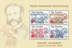 Gambia 2010 - Henri Dunant - Sheet of 4 stamps - Scott #3326 - MNH