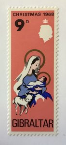 Gibraltar 1966 Scott 218 MH - 9p,  Christmas,  Mary, Jesus & lamb