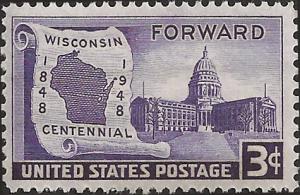 # 957 MINT NEVER HINGED WISCONSIN STATEHOOD 100TH ANNIV.