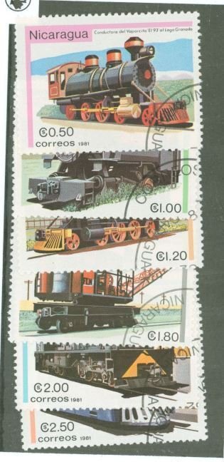 Nicaragua; Scott 1133-1138; 1981; Trains; precanceled; NH