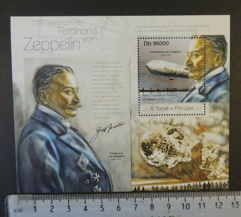 St Thomas 2013 ferdinand von zeppelin disasters hindenburg transport s/sheet 