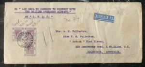 1941 Victoria Hong Kong Cover To Melbourne Australia Via Airmail Rangoon CNAC B