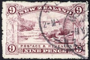 New Zealand SG326 9d purple Wmk Perf 14 Fine used Cat 14 pounds