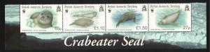 BRITISH ANTARCTIC 2009 Crabeater Seals/ WWF Strip of 4; Scott 410-13, MNH