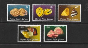 SHELLS - PAPUA NEW GUINEA #549-53   MNH