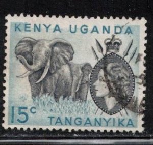 KENYA, UGANDA & TANGANYIKA Scott # 105 Used - QEII & Elephants