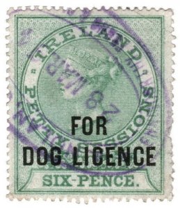 (I.B) QV Revenue : Ireland Dog Licence 6d 