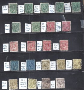 CANADA # 87/93i SELECTION OF 22 DIFFERENT USED KEVII STAMPS BS27611