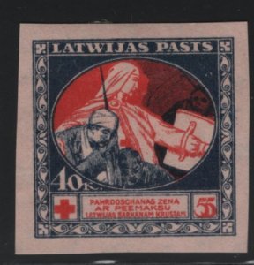 Latvia 1920 MH Sc B10 40k + 55kr 'Mercy' helping soldier IMPERF