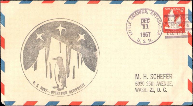 1957 LITTLE AMERICA ANTARCTIC WITH DEEPFREEZE CACHET