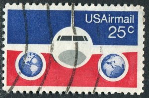 C89 25c Plane & Globes Air Mail Used