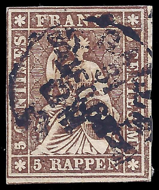 Switzerland 1858 Sc 36 Zu 22G uf 2011 SCV is $21.50