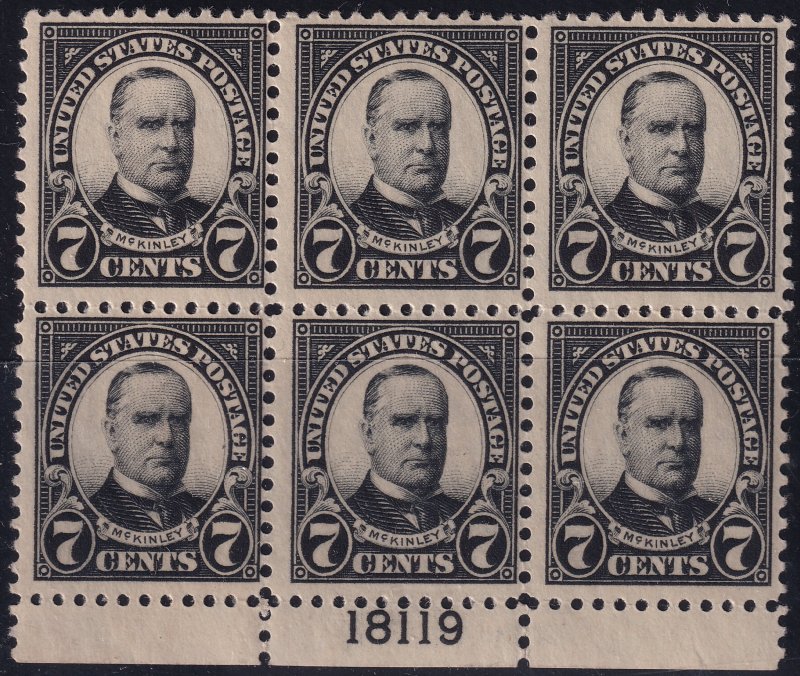 #559 Mint NH, F-VF, Plate number block of 6 (CV $170) (CV $15.5 - ID42483) - ...