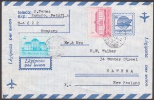 HUNGARY 1989 uprated airmail envelope used to New Zealand...................x529