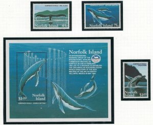 Norfolk Is 573-76 MNH 1995 Whales (ak3411)