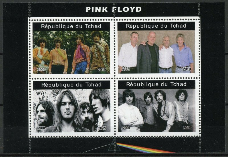 Chad Music Stamps 2019 MNH Pink Floyd Famous Musicians People 4v M/S II 