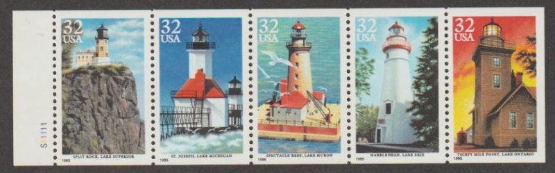 U.S. Scott #2973a Great Lakes Lighthouse Stamps - Mint NH Booklet Pane