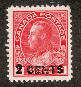 1926 Canada Sc# 139 - KGV Admiral 2¢ on 3¢ Provisional Overprint - MNH cv$200