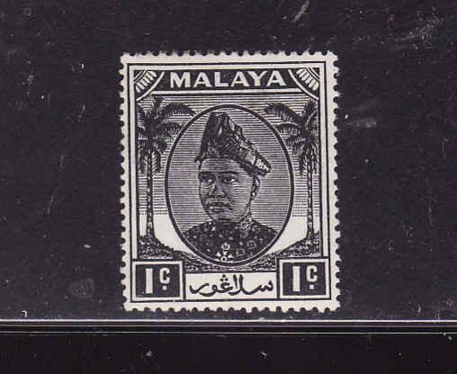 Malaya Selangor-Sc #80-unused,hinged-1c black-1949-