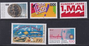 Germany # 1596-1600, Complete Commemorative Sets Issued in 1990, NH, 1/2 Cat.