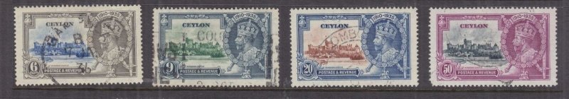 CEYLON, 1935 Silver Jubilee set of 4, used..