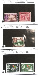 Fiji, Postage Stamp, #152, 155, 159, 173, 186 Mint Hinged & NH, 1954-67