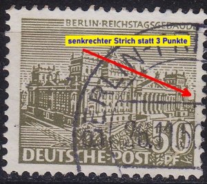 GERMANY BERLIN [1949] MiNr 0053 IV ( O/used ) [03] Architektur Plattenfehler