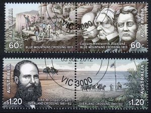 Australia SG3799a/801a 2012 Inland Explorers Set of 4 in Pairs Used