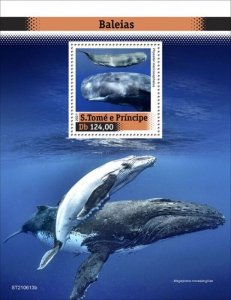 St Thomas - 2021 Sperm Whales - Stamp Souvenir Sheet - ST210613b