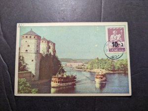 1943 Suomi Finland Postcard Cover Boats on River by Castle