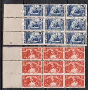 France #B42 - #B43 Very Fine Never Hinged Blocks Of Nine