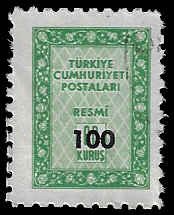 Turkey #O83 Used; 100k on 60 k overprint - Official stamp (1963)