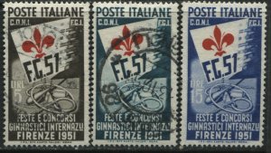Italy 1951 Florence Gymnastics 5 to 15 lire used