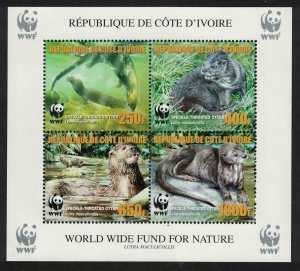 Ivory Coast WWF Speckle-throated Otter MS ERROR 2005 MNH MI#Block 58A