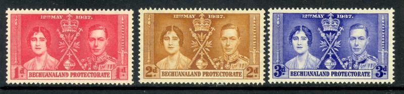 BECHUANALAND 1937 KGVI CORONATION Set Scott Nos. 121-123 MLH