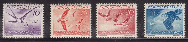 Liechtenstein 1939 Birds Airmail Set Complete (7). Scott C17-C23 VF/NH/(**)