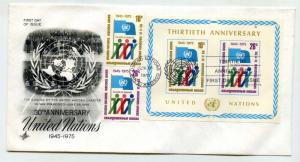 UN NY 260-62 United Nations 30th Anniversary on one ArtCraft, monarch FDC, SF